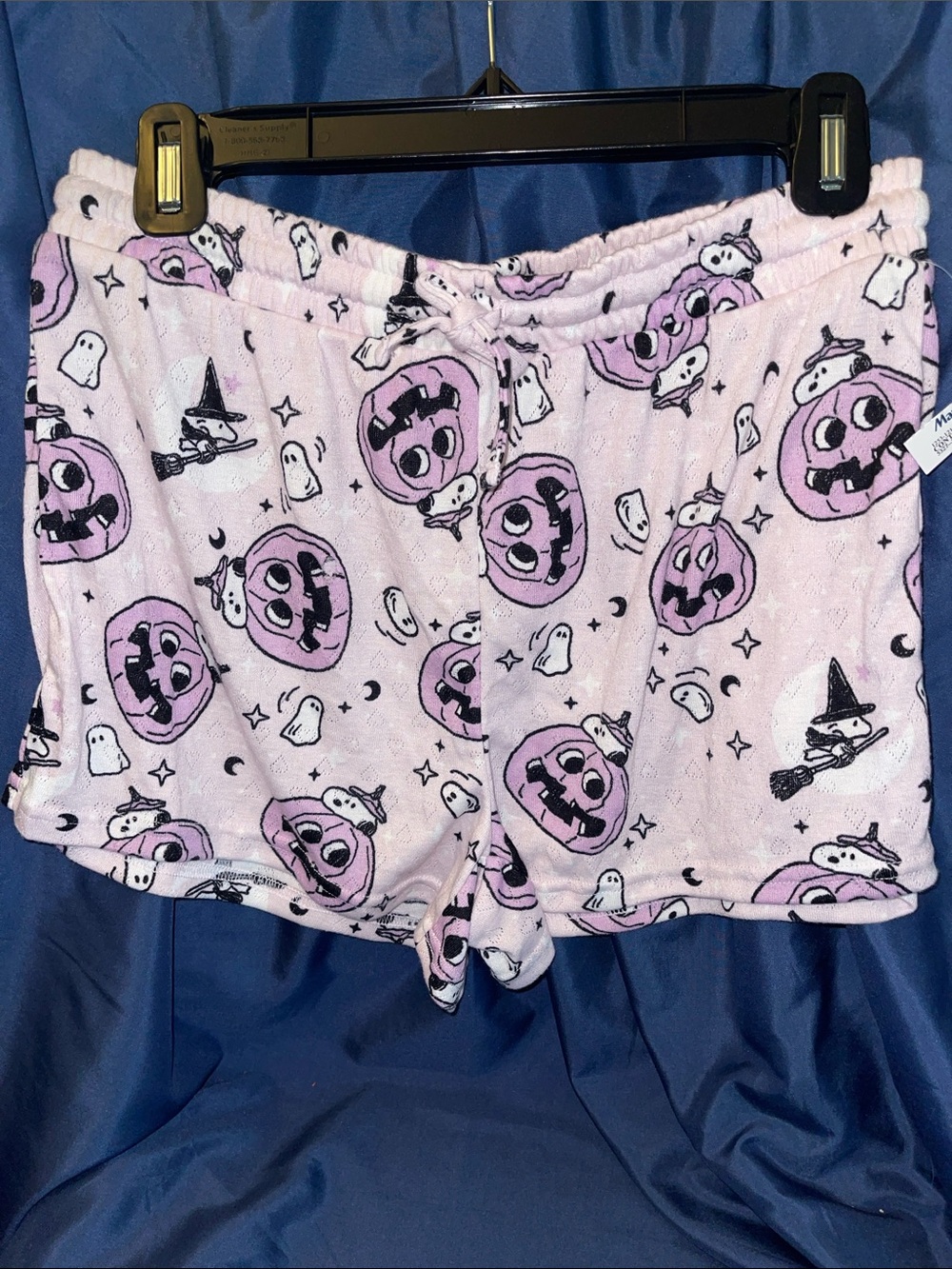 munki munki Purple Snoopy Halloween Ghosts & Pumpkin Print Lounge Shorts